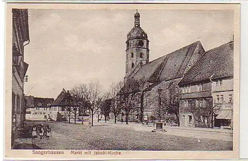 31751 Ak Sangerhausen marché avec l'église de Jacques vers 1910