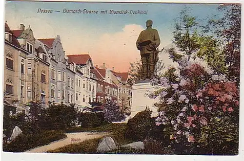 31691 Ak Nossen Bismarckstrasse mit Denkmal 1911