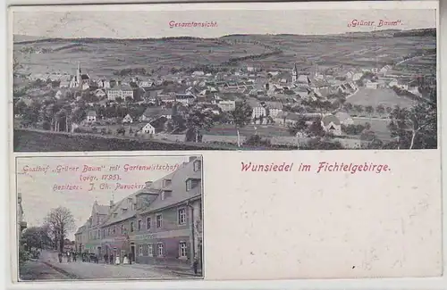 31667 Multi-image Ak Wunsiedel dans les montagnes de Fichtel Hostel "Arbre vert" 1925