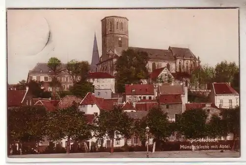 31655 Ak Mönchen Gladbach Münsterkirche avec abbaye 1927