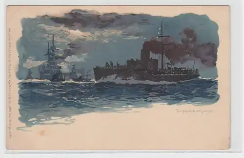 31642 Ak Torpedoboatcher Marine carte postale vers 1900