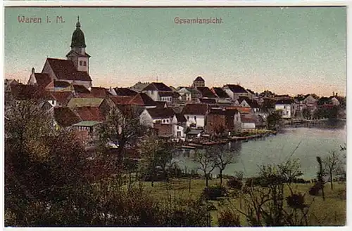 31615 Ak Waren in Mecklenburg Gesamtansicht um 1910