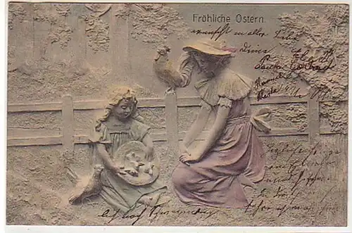 31497 Pâques Ak 2 Mère et enfant avec coq 1904