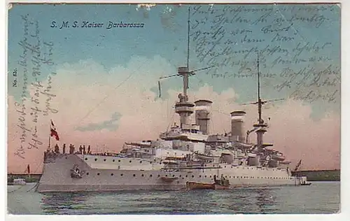 31493 Ak Kriegsschiff S.M.S. "Kaiser Barbarossa" 1909