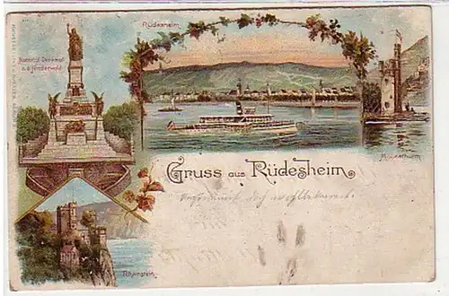 31485 Ak Lithographie Gruss de Rüdesheim vers 1910