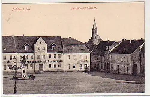 31480 Ak Dahlen Markt mit Fleischerei um 1910