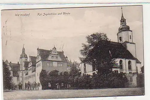 31475 Ak Wermsdorf kgl. Jagdschloss und Kirche 1912