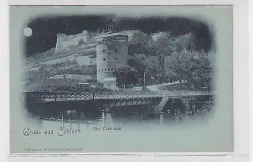 31456 Mondscheinkarte Gruß aus Coblenz Carthaus um 1900