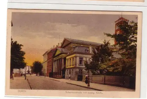 31452 Feldpost Ak Düren Schenkelstraße avec Eglise évang. 1916