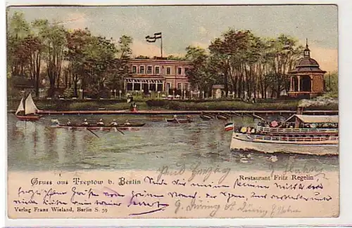 31405 Ak Gruß aus Treptow bei Berlin Restaurant 1904