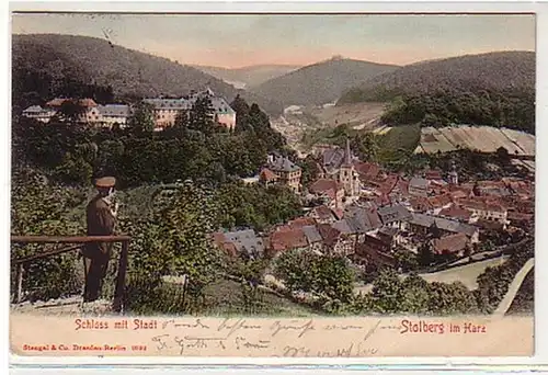 31353 Ak Stolberg im Harz Schloss mit Stadt 1903