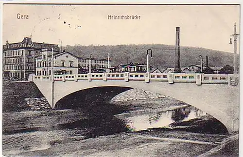 31345 Ak Gera Heinrichsbrücke mit tram 1912