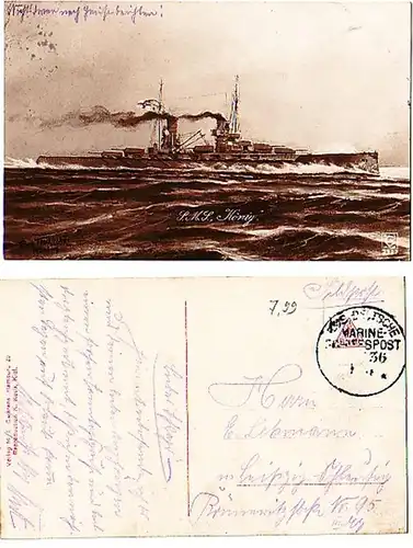 31327 Feldpost-Ak SMS "König" 1916