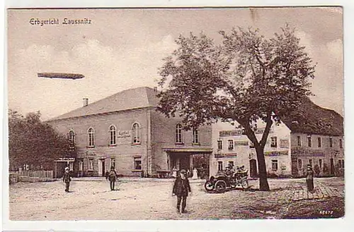 31284 Ak ERbgericht Laussnitz mit Zeppelin um 1920