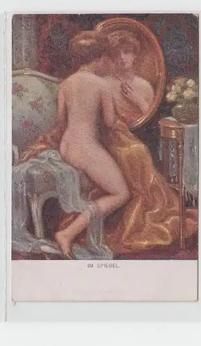 31215 Erotik Ak Nackte Dame vor Spiegel um 1920