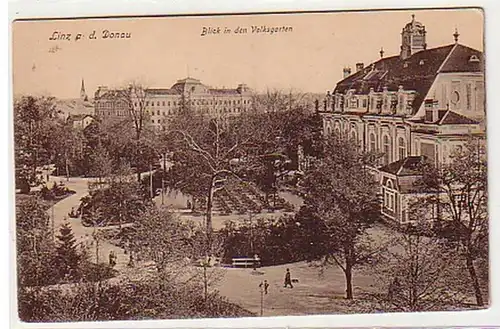 31201 Ak Linz a.d.D. Blick in den Volksgarten um 1910