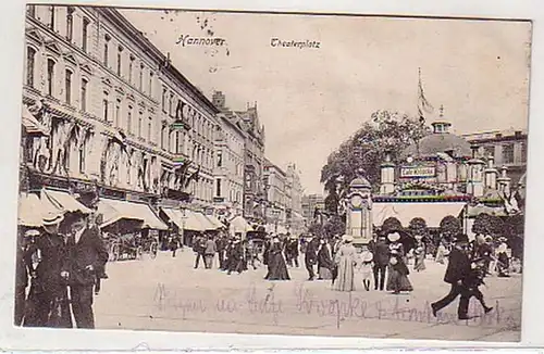 31193 Ak Hannover Theaterplatz mit Café Kropcke 1908