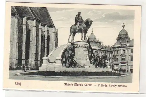 31187 Ak Cluj Siebenbürgen Rumänien Statuia "Mateiu Corvin" um 1915