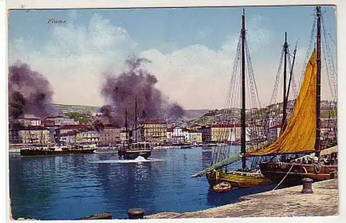 31143 Poste de terrain Ak Fiume Croatie Vue sur le port 1915