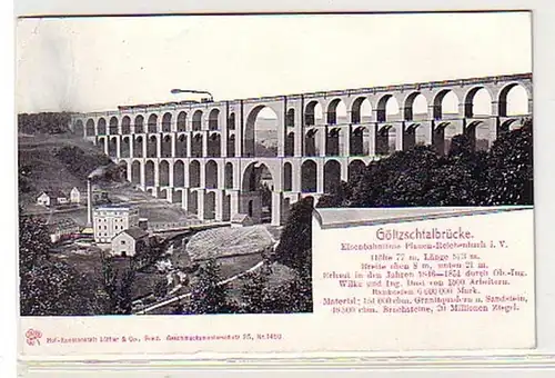 31131 Ak Göltzschtalbrücke Eisenbahnlinie Plauen 1911