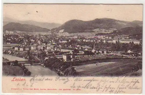 31110 Ak Leoben Steiermark Totalansicht 1902