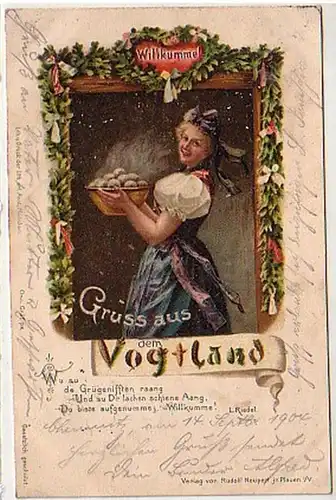 31092 Ak Lithographie Salutation du Vogtland 1904