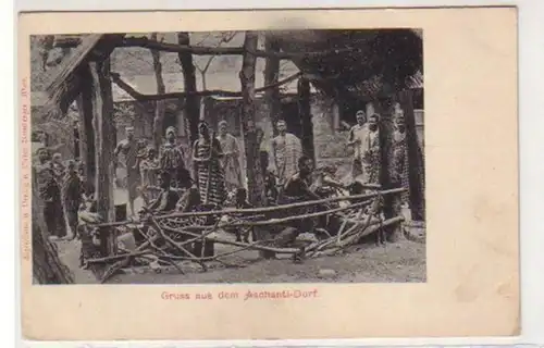 31063 Ak Gruss aus dem Aschanti Dorf um 1900