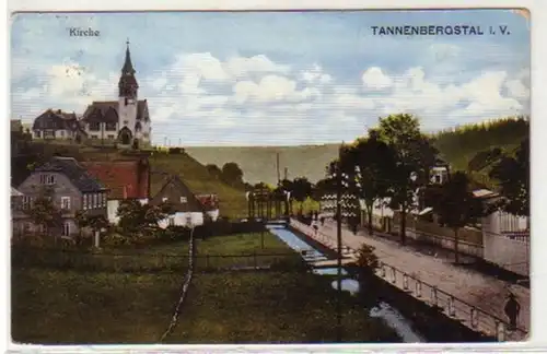 31040 Ak Tannenbergstal im Vogtland Kirche 1928