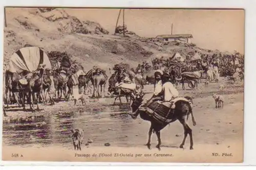 31019 Ak Passage de l`Oued El Outaia par une Caravane