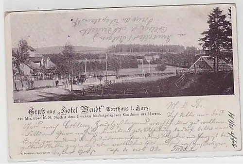 30959 Ak Gruß aus Hotel Wendt Torfhaus im Harz 1900