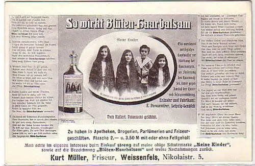 30957 Reklame Ak Weissenfels Frisör Kurt Müller um 1925