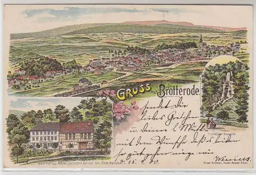 30914 Ak Lithographie Gruß aus Brotterode Gasthof 1900