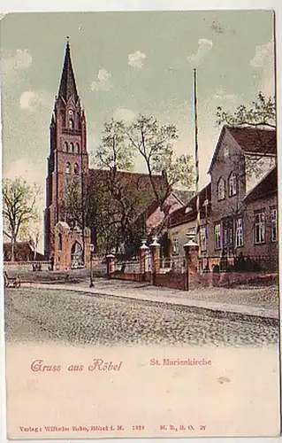 30908 Ak Gruß aus Röbel St. Marienkirche um 1910
