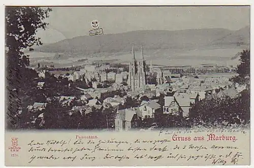 30905 Mondscheinkarte Gruss aus Marburg 1899