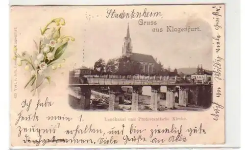 30793 Ak Salutation de Klagenfurt Canal de campagne et église 1900