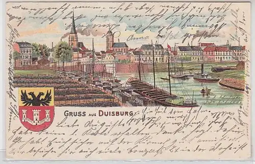 30747 Ak Lithographie Gruss aus Duisburg 1900