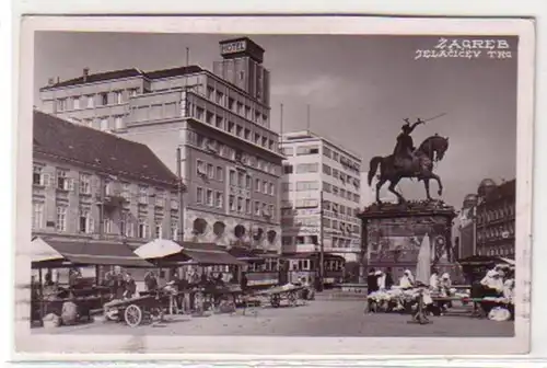 30704 Ak Zagreb Hotel, tramway, marché 1910