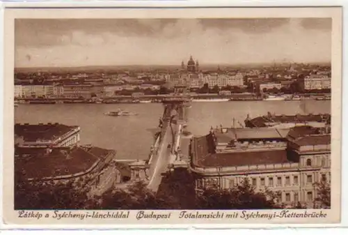 30696 Ak Budapest Totale mit Széchenyi Kettenbrücke1931