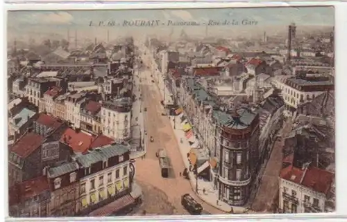 30590 Ak Roubaix Panorama Rue de la Gare um 1910