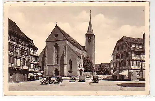 30538 Ak Mosbach Marktplatz mit evangel. Kirche 1951