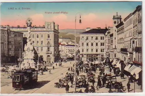 30497 Ak Linz a.d. Donau Franz Josef Platz 1912