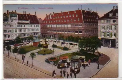 30494 Ak Strasbourg dans la place Alsace Gutenbergplatz 1918