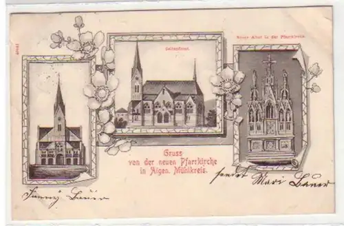 30486 Ak Salutation de Aigen Mühlkreis Pfarrkirche 1902