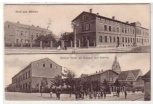 30462 Ak Gruß aus Güsten Kl. Markt mit Schulen 1912