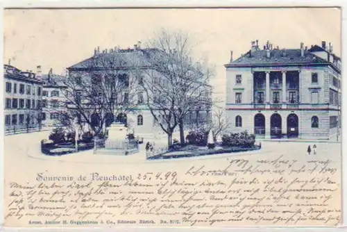 30457 Ak Souvenir de Neuchatel Suisse Rue Purery 1899