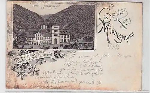 30439 Ak Lithographie Gruß aus Mägdesprung Hotel 1896