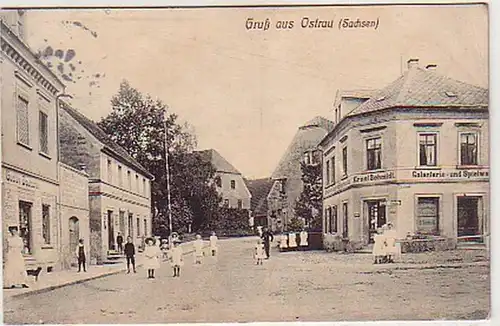 30392 Ak Gruß aus Ostrau (Sachsen) Geschäft 1912