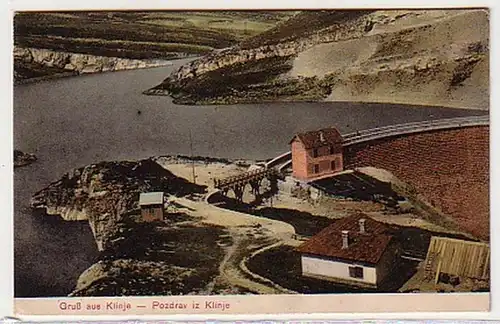 30351 Ak Salutation de Klinje Staumaufe avec barrage vers 1920
