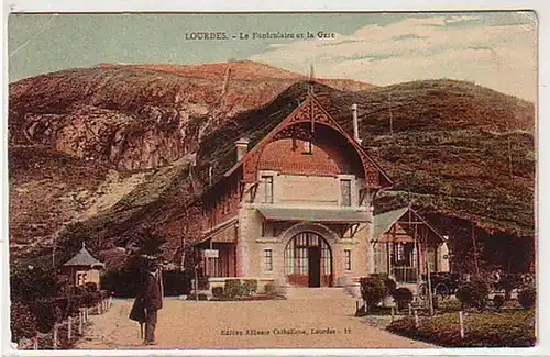 30332 Ak Lourdes Le Funiculaire et la Gare um 1915