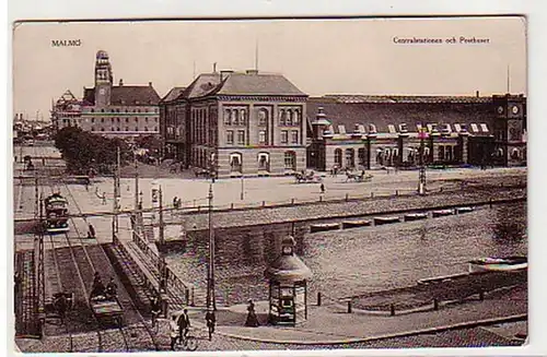 30324 Ak Malmö Centralstationen och Posthuset um 1930